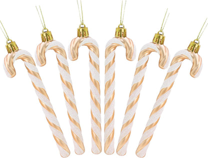 ® Pack of 6-13Cm Glitter Candy Cane Christmas Tree Decorations/Ornaments (Black & White)