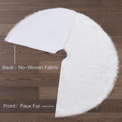 Christmas Tree Skirt, 48 Inch White Soft Faux Fur Tree Skirts Plush Christmas Decorations, White Ornaments Christmas Tree Skirts Xmas Decorations Indoor Holiday Party Decor