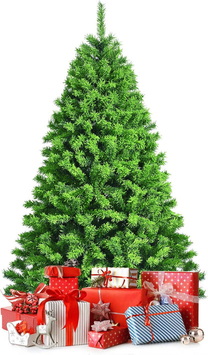 Pink Christmas Tree, 4.5 Ft Xmas Decoration Tree W/ 348 Snow Flocked PVC Tips & Metal Stand, Full-Bodied Unlit Artificial Tree for Indoor Festival Holiday Use
