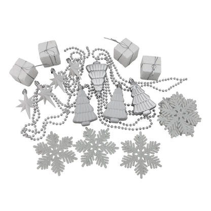 125Ct Shatterproof 4-Finish Christmas Ornament Set 5.5" - White/Silver