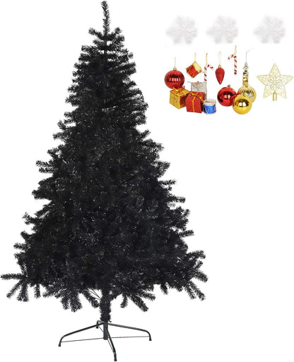 7 FT Christmas Pine Tree Artificial Fake Xmas Tree with Solid Metal Stand and Decoration for Festival Party Holiday Decorations,Green