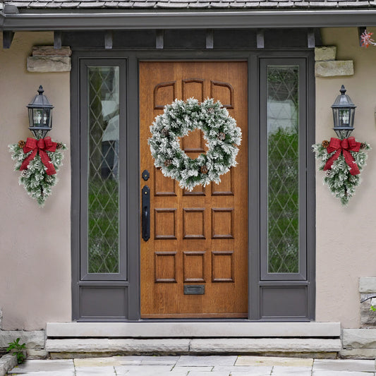 36" Unlit Flocked Angel Pine with Pine Cones Artificial Christmas Wreath