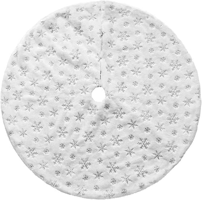 36Inch White Christmas Tree Skirt - for 5FT 6FT 7FT Xmas Tree Snowflake Christmas Tree Skirt