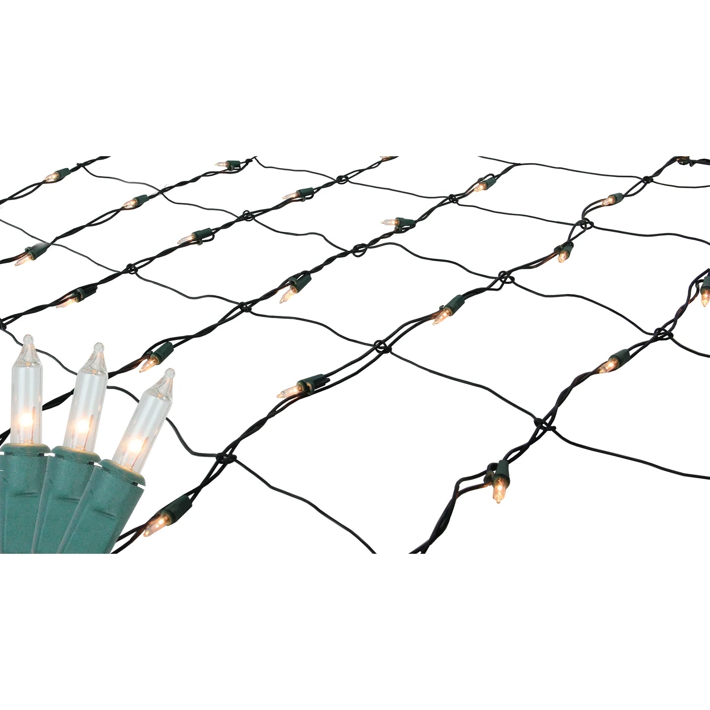 150Ct Mini Incandescent Christmas Net Lights Clear - 24' Green Wire