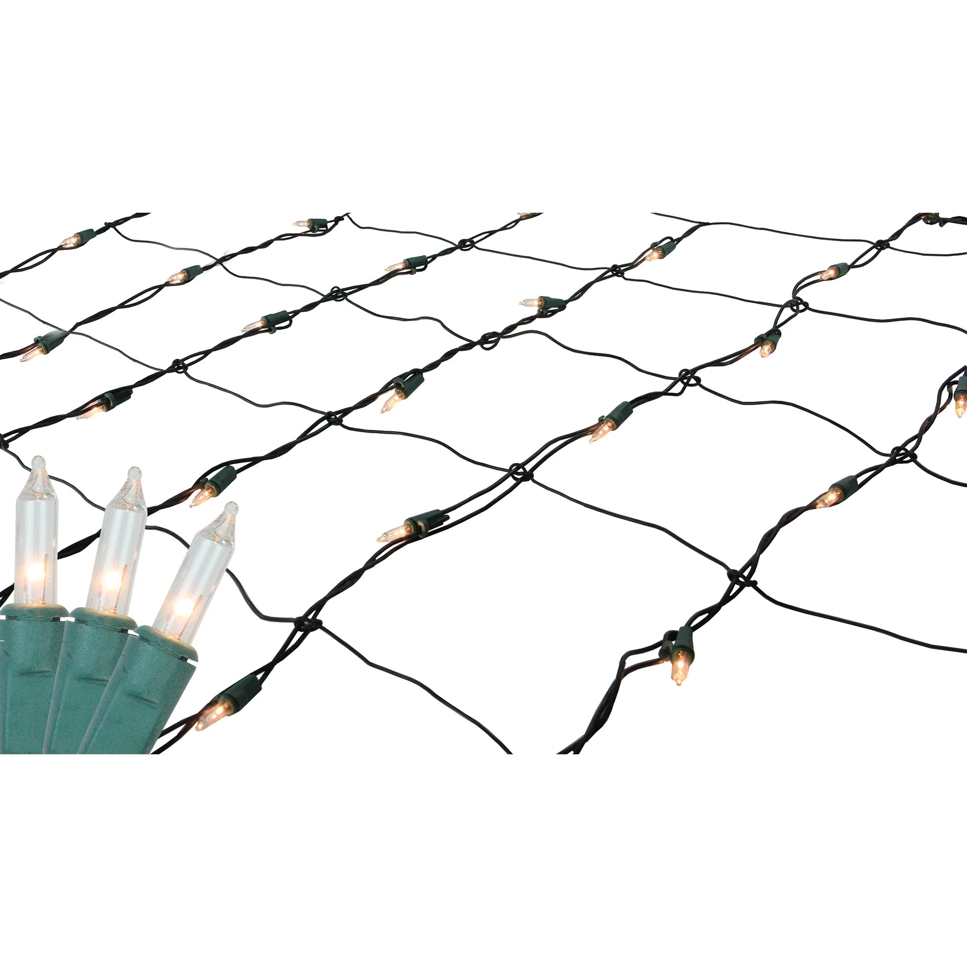 150Ct Mini Incandescent Christmas Net Lights Clear - 24' Green Wire