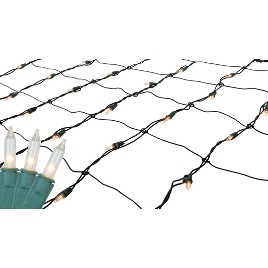 150Ct Mini Incandescent Christmas Net Lights Clear - 24' Green Wire