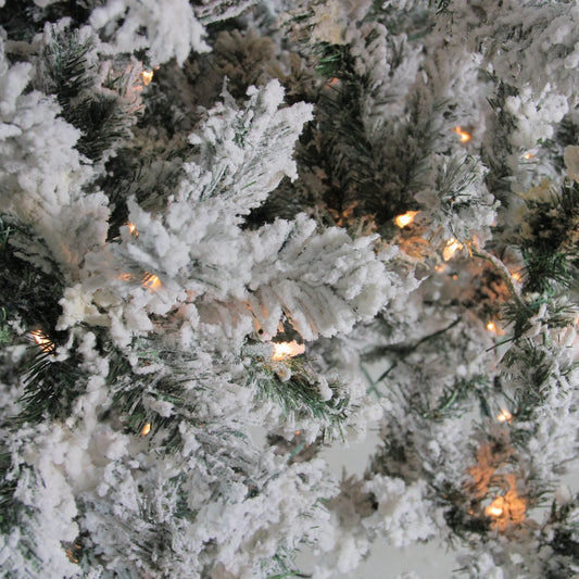 12' Pre-Lit Heavily Flocked Pine Medium Artificial Christmas Tree - Clear Lights