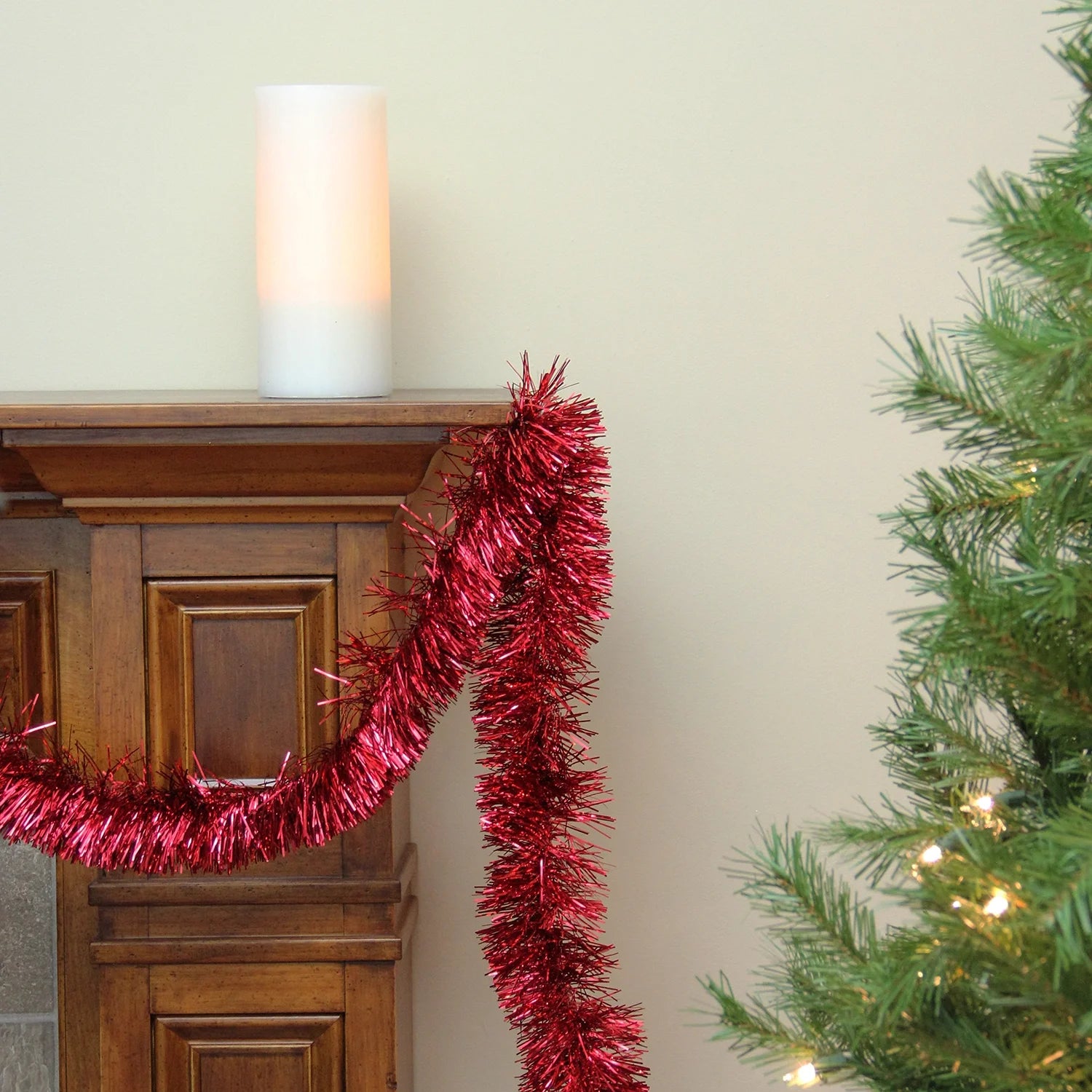 50' X 4" Unlit Shiny Red 6-Ply Foil Tinsel Christmas Garland