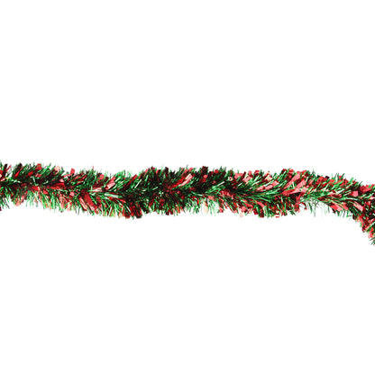 12' X 3.5" Unlit Green/Red Wide Cut Christmas Tinsel Garland