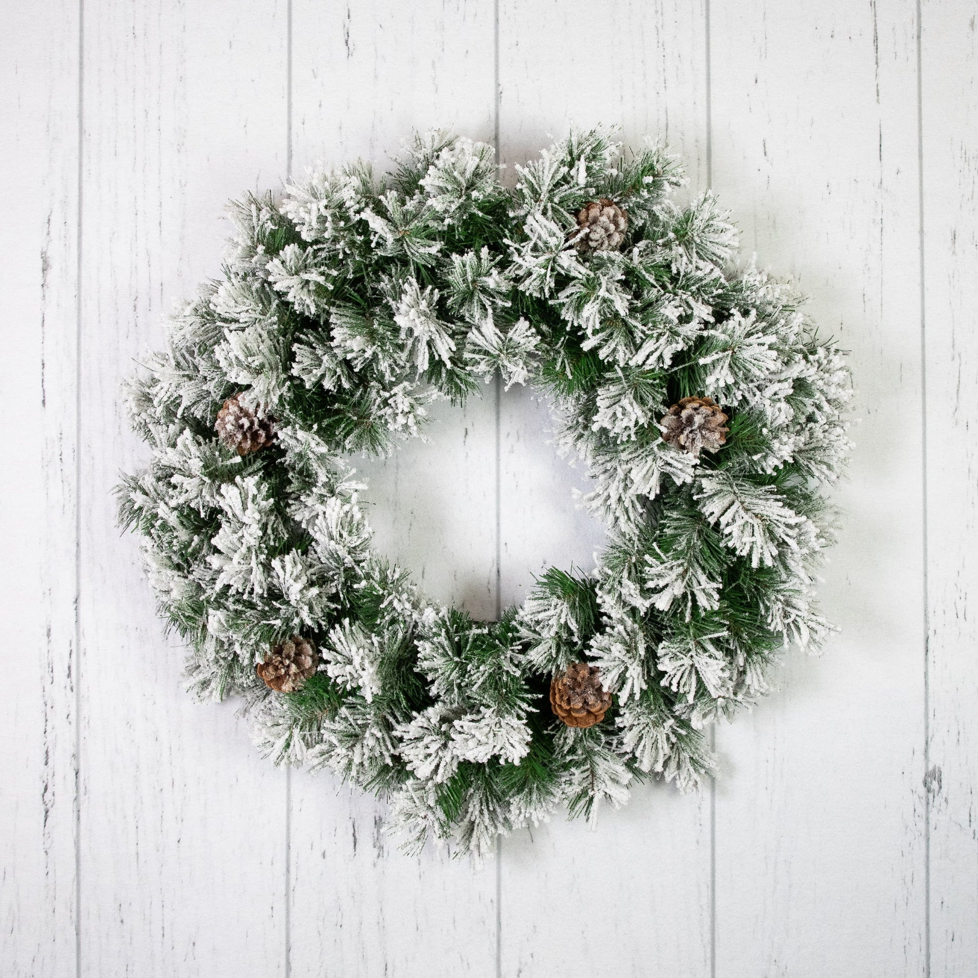 36" Unlit Flocked Angel Pine with Pine Cones Artificial Christmas Wreath