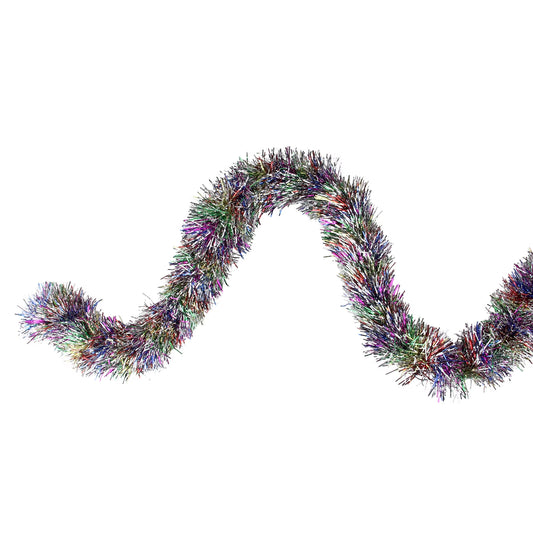 50' X 3" Unlit Shiny Rainbow Foil Tinsel Christmas Garland