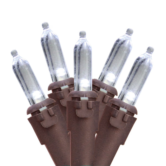 35Ct LED Mini Christmas Lights White - 11.25' Brown Wire