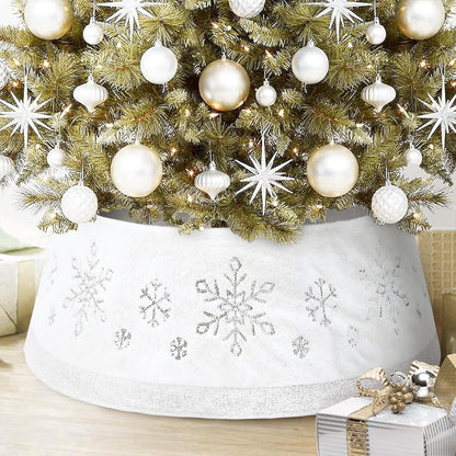 Knitted Christmas Tree Collar - Cream Chunky Cable Knit Ring for Artificial Trees, Farmhouse Rustic Stand Base Cover for Xmas Home Decor