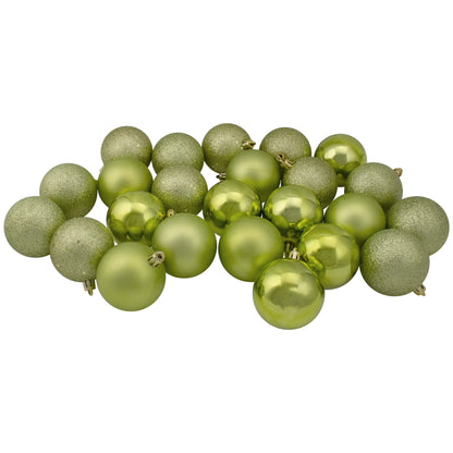 Shatterproof 4-Finish Christmas Ball Ornaments 2.5" (60Mm) - Kiwi Green - 60Ct