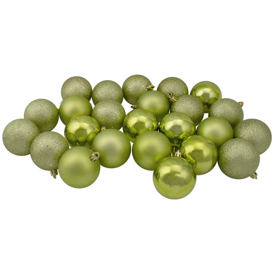 Shatterproof 4-Finish Christmas Ball Ornaments 2.5" (60Mm) - Kiwi Green - 60Ct