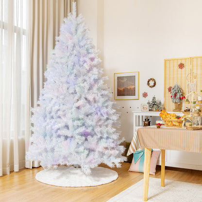 6 FT White Artificial Christmas Tree Hinged Unlit Iridescent Xmas Tree