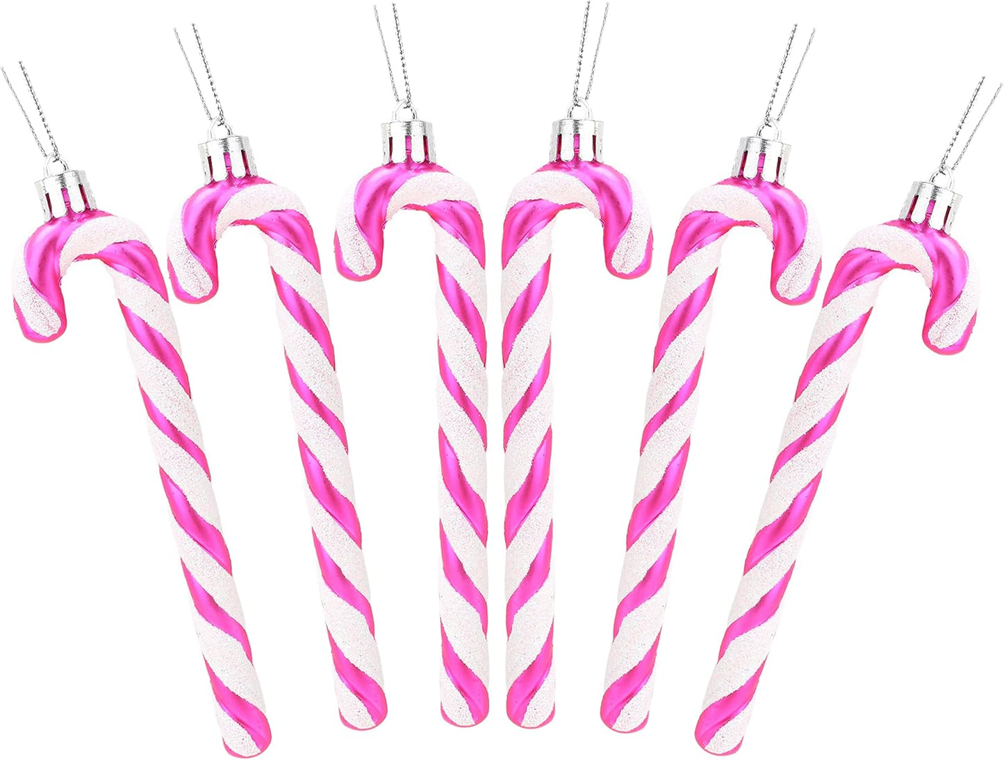 ® Pack of 6-13Cm Glitter Candy Cane Christmas Tree Decorations/Ornaments (Black & White)