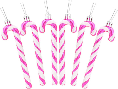 ® Pack of 6-13Cm Glitter Candy Cane Christmas Tree Decorations/Ornaments (Black & White)
