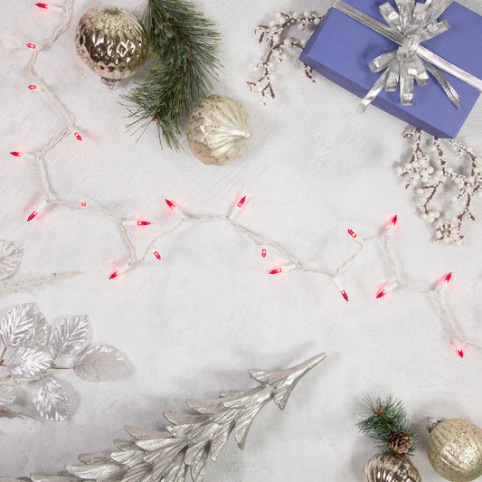 100Ct Mini Christmas String Lights Magenta Pink - 20.25' White Wire