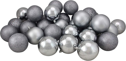 Shatterproof 4-Finish Christmas Ball Ornaments 3.25" (80Mm) - Jet Black - 32Ct