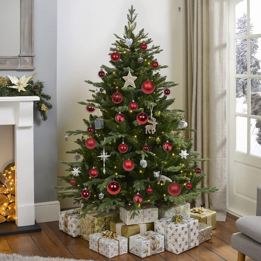 3.94" Large Christmas Balls Shatterproof Red Christmas Ornaments 6 Pcs Big Red Christmas Ornaments for Christmas Tree Holiday Wedding Party Decoration
