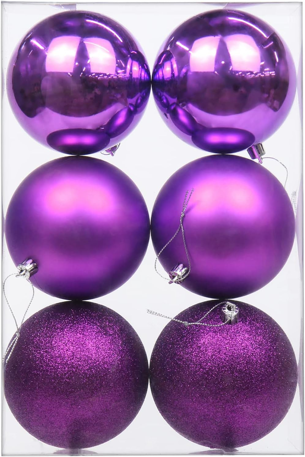3.94" Large Christmas Balls Shatterproof Red Christmas Ornaments 6 Pcs Big Red Christmas Ornaments for Christmas Tree Holiday Wedding Party Decoration