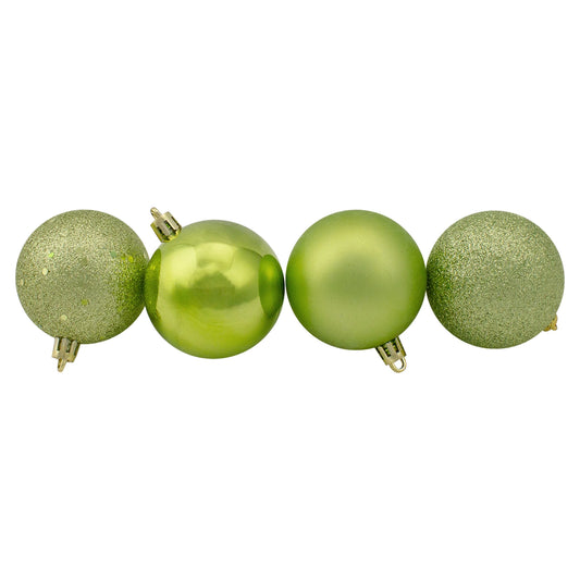 Shatterproof 4-Finish Christmas Ball Ornaments 2.5" (60Mm) - Kiwi Green - 60Ct