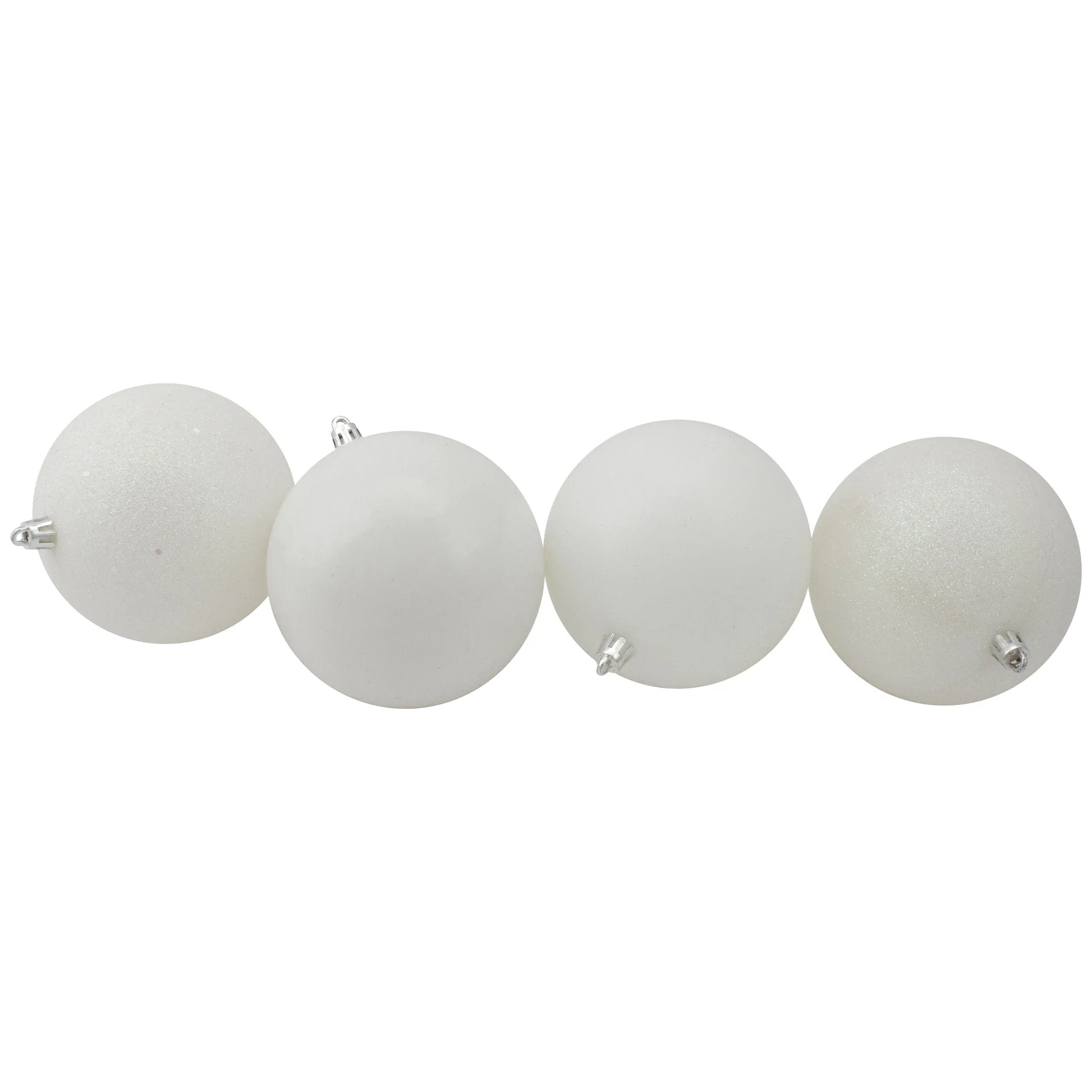 12Ct Shatterproof 4-Finish Christmas Ball Ornament Set 4" - White
