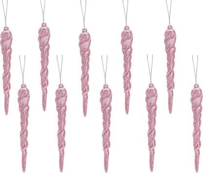 ® 12Cm Glitter Icicle Decorations - Luxury Christmas Tree Trims (Mint Green, Pack of 20)