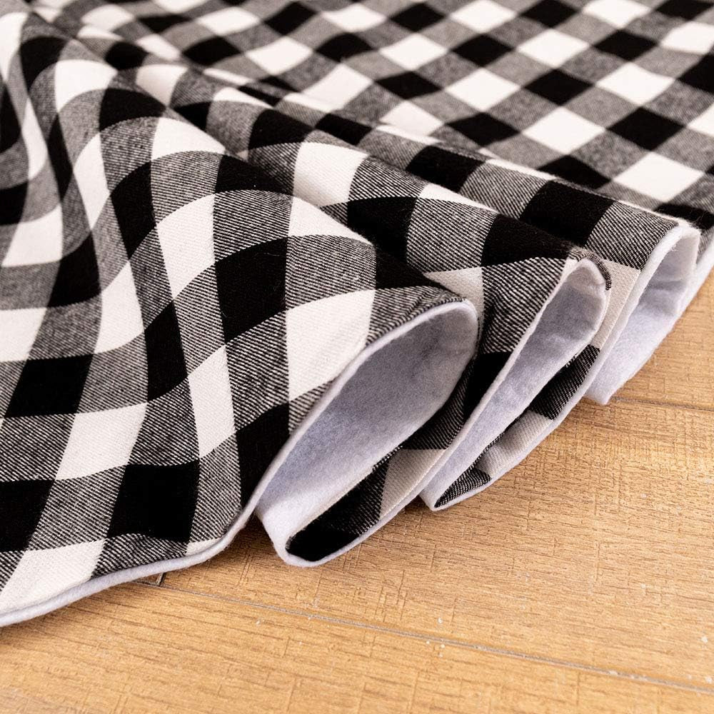 Home Buffalo Plaid Christmas Tree Skirt 90Cm Black and White Checkered Christmas Tree Skirt for Christmas New Year Home Party Decorations Xmas Tree Skirt (Black & White, 35Inches)