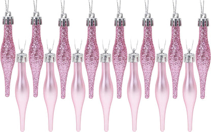 ® Pack of 15-8.5Cm Droplet Baubles - Matte & Glitter Design - Christmas Ornaments (Rioja Red)