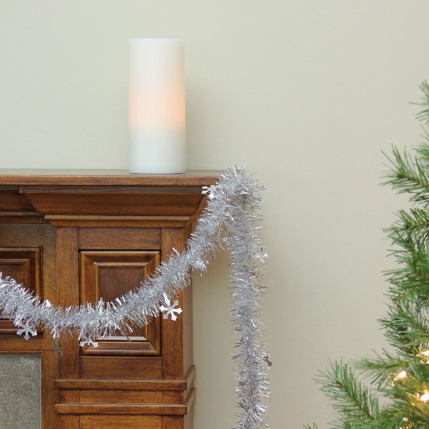 50' X 2.75" Unlit Silver and Shiny Snowflakes Tinsel Christmas Garland