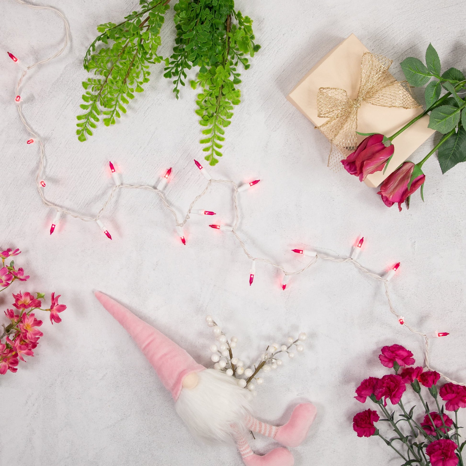 100Ct Mini Christmas String Lights Magenta Pink - 20.25' White Wire