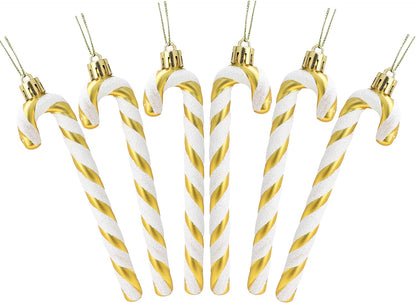 ® Pack of 6-13Cm Glitter Candy Cane Christmas Tree Decorations/Ornaments (Black & White)