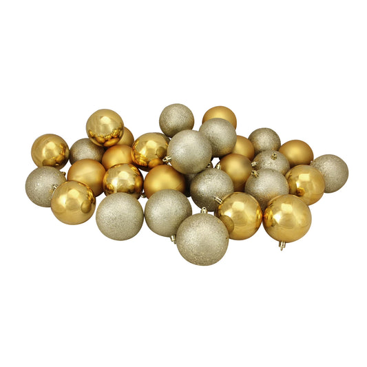 Shatterproof 4 Finish Christmas Ball Ornaments 2.5" (60Mm) - Vegas Gold - 60Ct