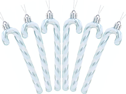® Pack of 6-13Cm Glitter Candy Cane Christmas Tree Decorations/Ornaments (Black & White)
