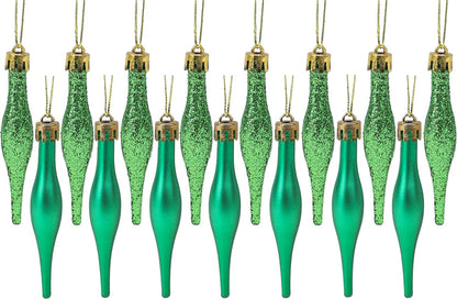 ® Pack of 15-8.5Cm Droplet Baubles - Matte & Glitter Design - Christmas Ornaments (Rioja Red)