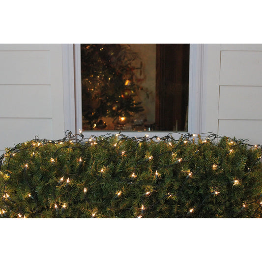 150Ct Mini Incandescent Christmas Net Lights Clear - 24' Green Wire