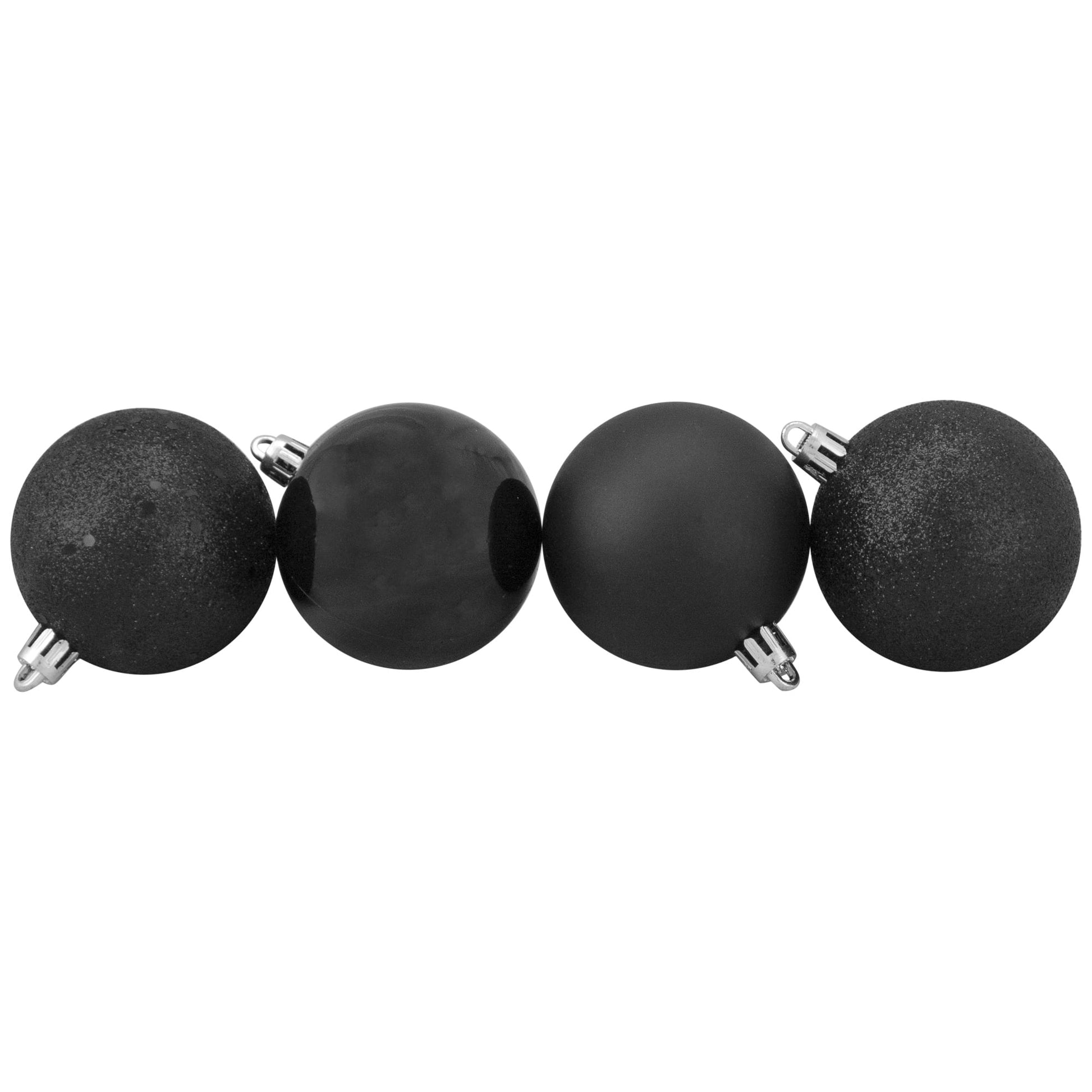 Shatterproof 4-Finish Christmas Ball Ornaments 2.5" (60Mm) - Black - 60Ct