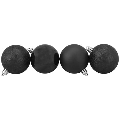 Shatterproof 4-Finish Christmas Ball Ornaments 2.5" (60Mm) - Black - 60Ct
