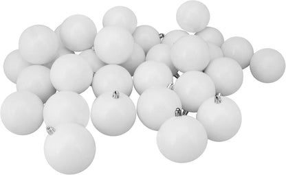 32Ct Winter White Shatterproof Shiny Christmas Ball Ornaments 3.25 Inches 80Mm