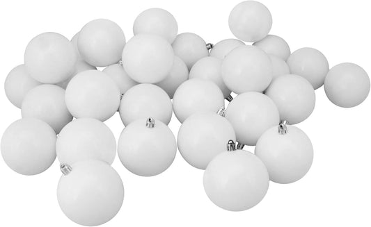 32Ct Winter White Shatterproof Shiny Christmas Ball Ornaments 3.25 Inches 80Mm