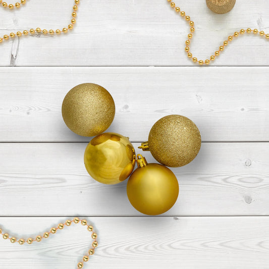 Shatterproof 4 Finish Christmas Ball Ornaments 2.5" (60Mm) - Vegas Gold - 60Ct