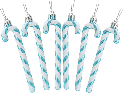 ® Pack of 6-13Cm Glitter Candy Cane Christmas Tree Decorations/Ornaments (Black & White)