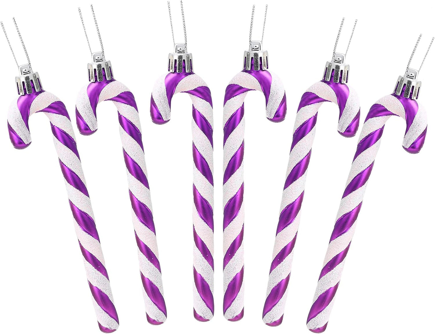 ® Pack of 6-13Cm Glitter Candy Cane Christmas Tree Decorations/Ornaments (Black & White)