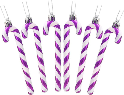 ® Pack of 6-13Cm Glitter Candy Cane Christmas Tree Decorations/Ornaments (Black & White)