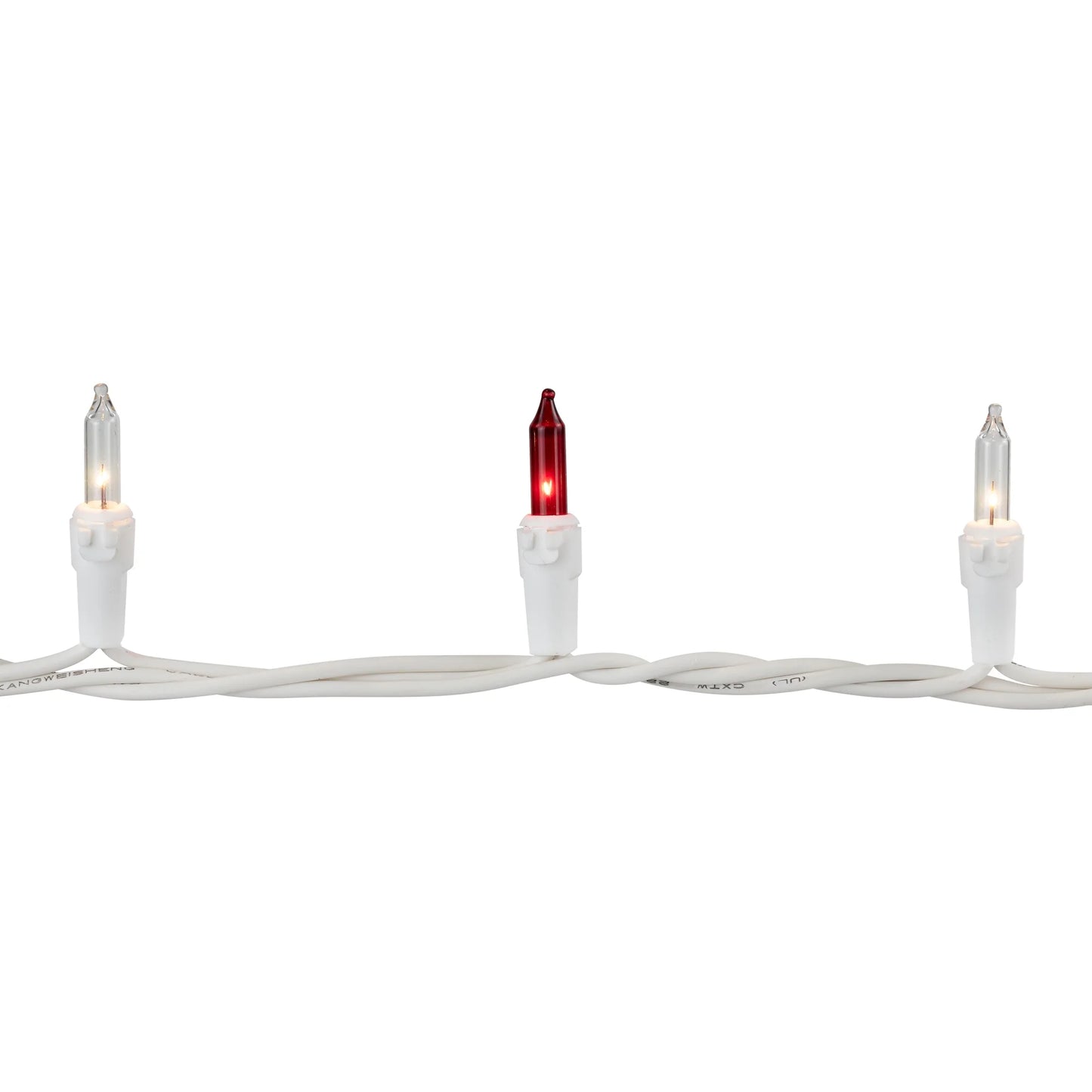 100-Count Red and Clear Mini Christmas Light Set, 20.25Ft White Wire