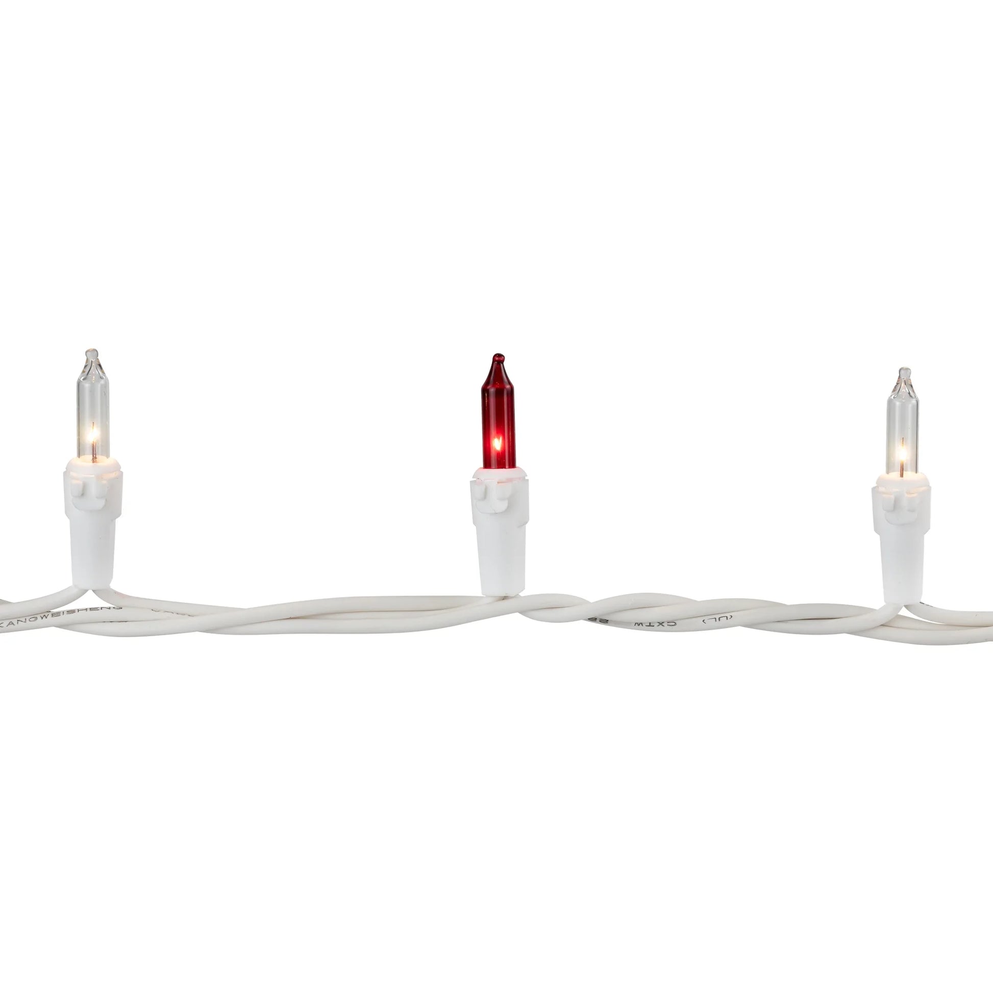 100-Count Red and Clear Mini Christmas Light Set, 20.25Ft White Wire