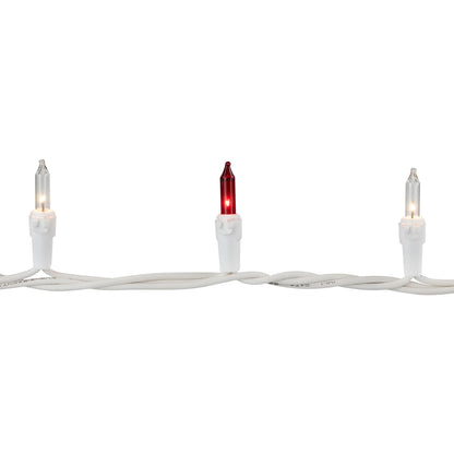 100-Count Red and Clear Mini Christmas Light Set, 20.25Ft White Wire