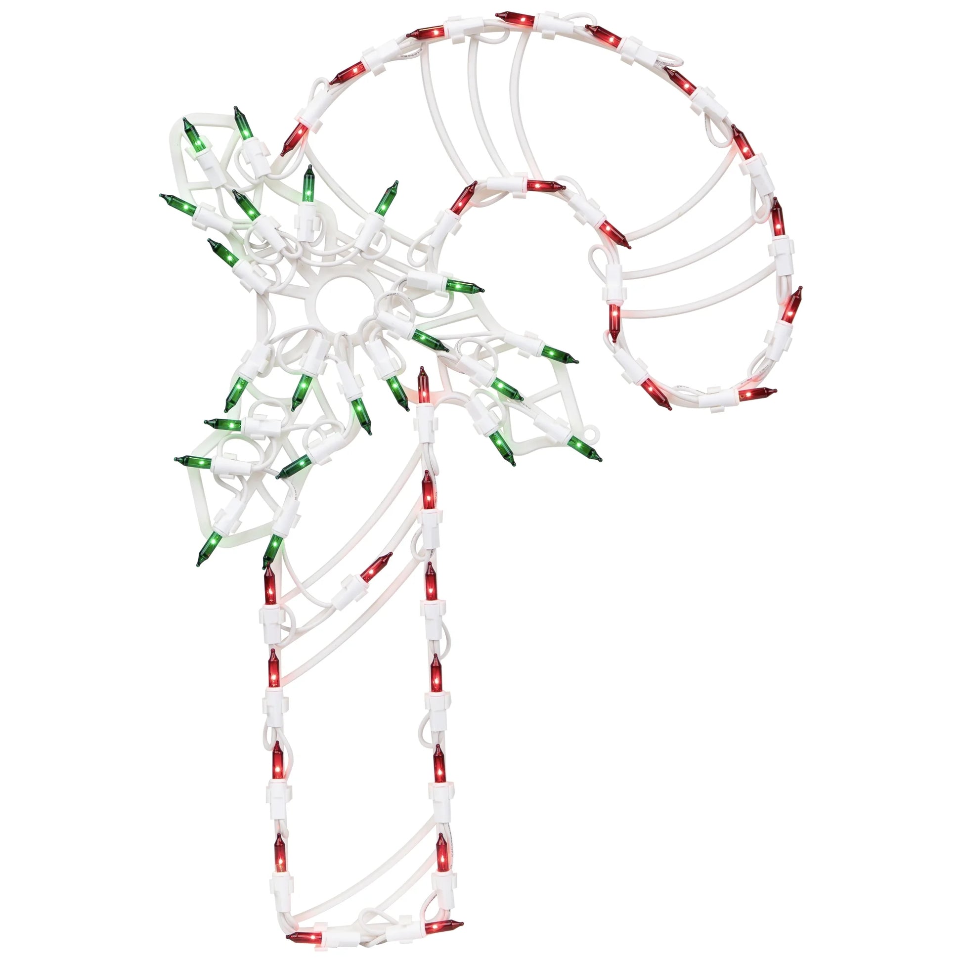 18" Lighted Candy Cane with Holly Christmas Window Silhouette Decoration